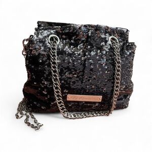 Vintage BCBG Black & Silver Sequin Mini Purse